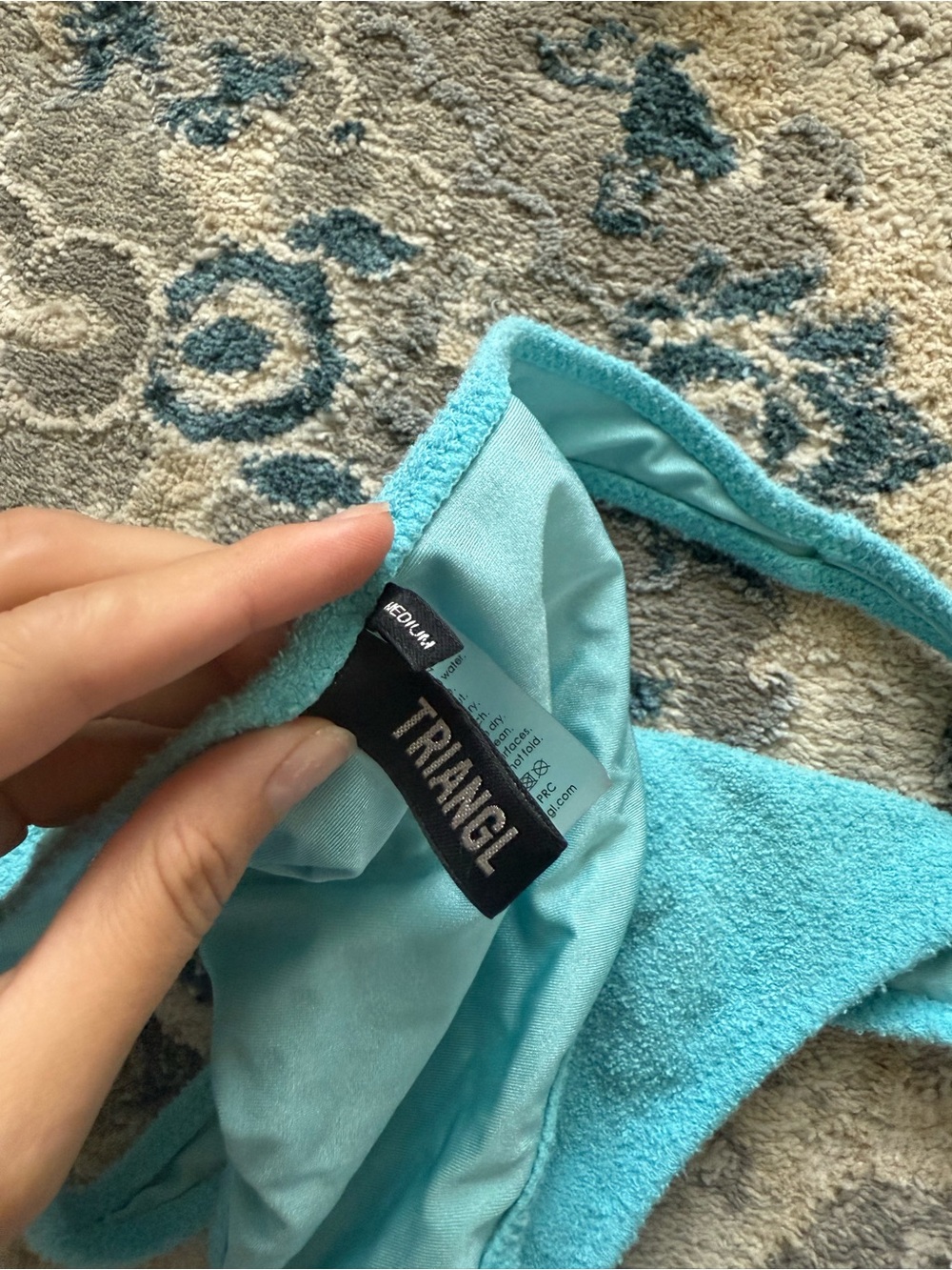 triangl swimwear aqua blue textured bikini set - Picture 3 of 4